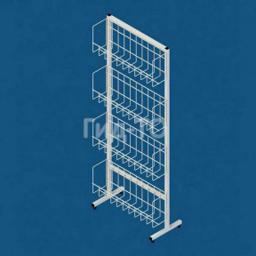 Стеллаж торговый сетчатый приставной на 4 корзины