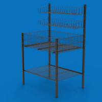 Контейнер презентационный с корзиной на 2 полки 80х135, черная