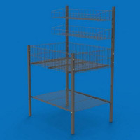 Контейнер презентационный с корзиной на 2 полки 80х135, графит