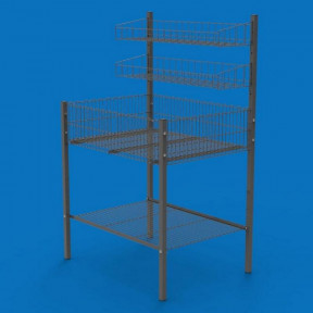 Контейнер презентационный с корзиной на 2 полки 80х135, графит