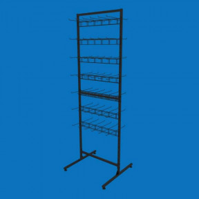 Стійка торгова Ева-60 двостороння на 14 секцій одинарних гачків, чорна