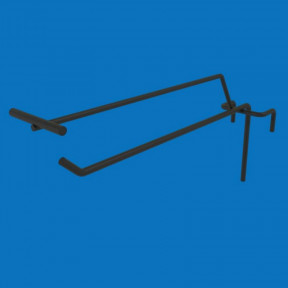 Крючок одинарный на торговую сетку с ценникодержателем 150 мм D4 мм, черный