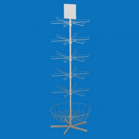 Стойка торговая Долли 30 кронштейнов с ценникодержателем, топпер и корзина