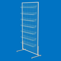 Стійка-сітка 100х180 з кошиками 85х15 (7 штук), біла