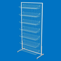 Стійка-сітка 100х200 з кошиками 85х25 (7 штук), біла
