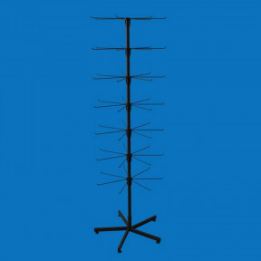 Стойка вертушка с крючками напольная Елка 49 кронштейнов (7 ярусов), 5-ти лучевая опора, черная