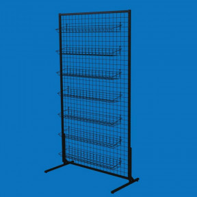 Стойка-сетка 100х180 с корзинами 85х15 (7 штук), черная
