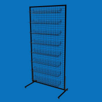 Стійка-сітка 100х200 з кошиками 85х15 (8 штук), чорна