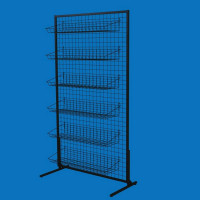 Стійка-сітка 100х180 з кошиками 85х25 (6 штук), чорна