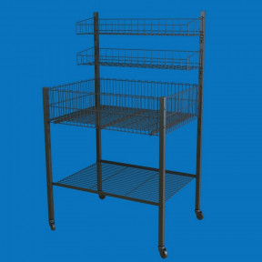 Акционная корзина на 2 полки с колесами 80х135, черная