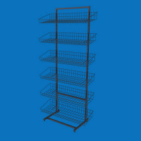 Стеллаж сетчатый на 6 корзин наклонных Ева-90, черный